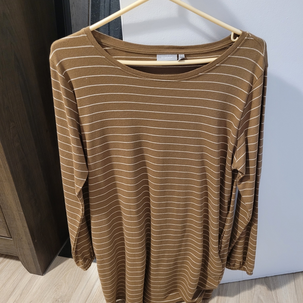 Brown Striped Long Sleeve Dress